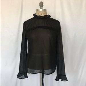 NWT! Kimchi Blue Sheer Black Blouse ties in back